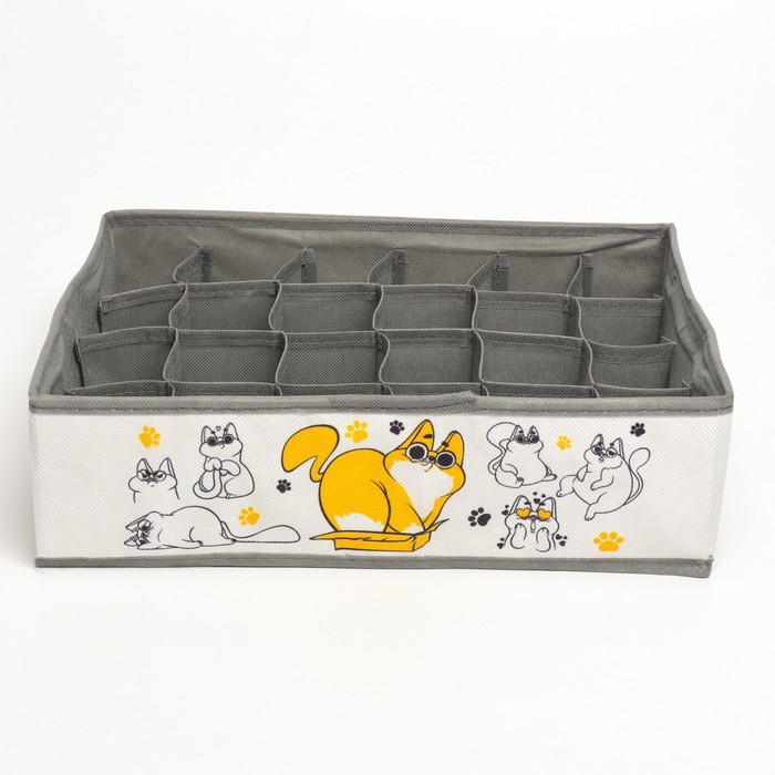 Органайзер для хранения белья, кофр 24 ячейки «Кошки», 35 х 30 х 10 см. Органайзер для хранения белья, кофр 24 ячейки «Кошки», 35 х 30 х 10 см.