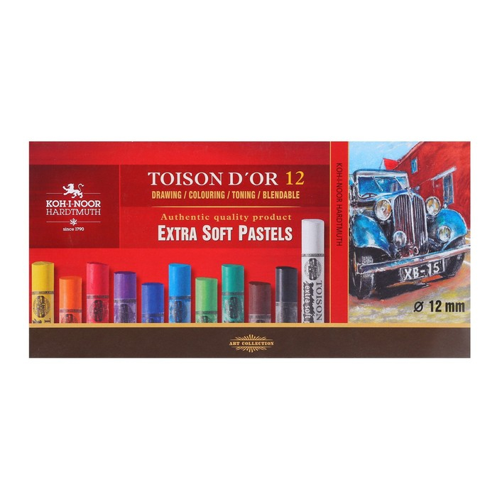 Пастель сухая 12 цветов, Extra Soft Koh-I-Noor 8552 TOISON D`OR, картонная упаковка Пастель сухая 12 цветов, Extra Soft Koh-I-Noor 8552 TOISON D`OR, картонная упаковка
