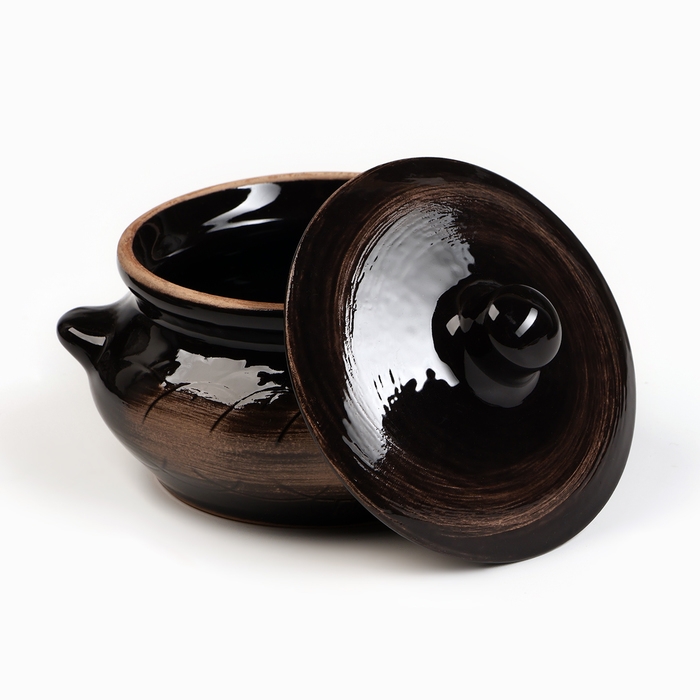 Горшок керамический для запекания  Горшок керамический для запекания "Лакомка" 0,5л / 13х9,5см, старина