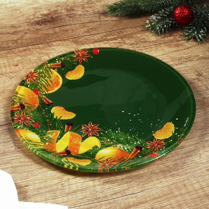 Новый год. Тарелка стеклянная «Аромат праздника», 20 см Новый год. Тарелка стеклянная «Аромат праздника», 20 см