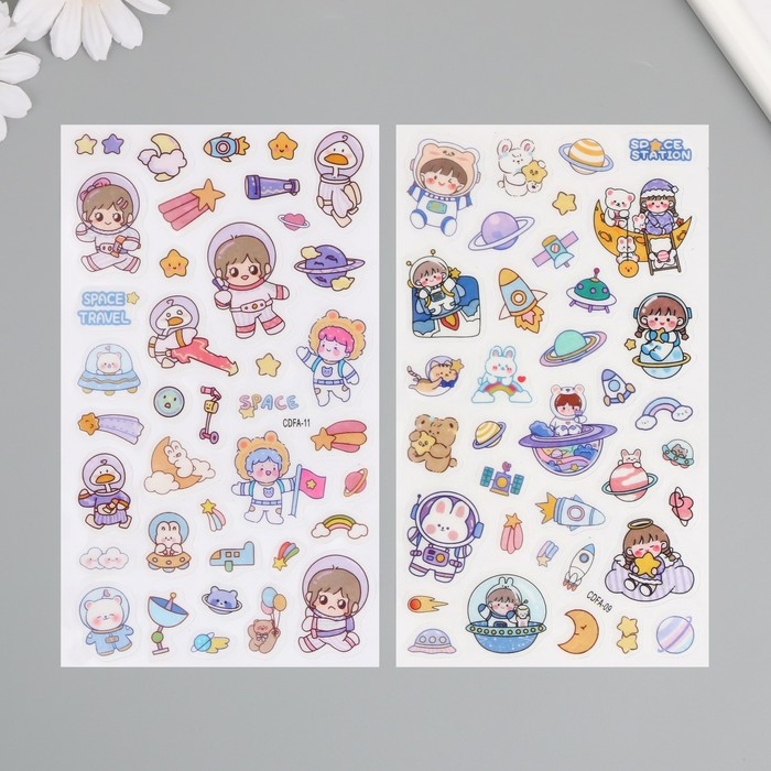 Наклейка пластик Наклейка пластик "Малыши в космосе" МИКС 10х21,5 см