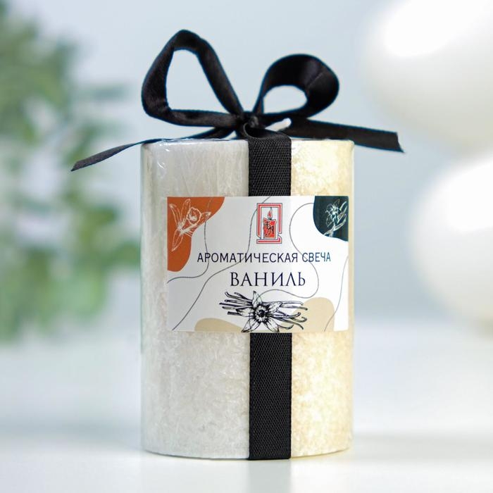 Свеча цилиндр 5х7,5см,  Свеча цилиндр 5х7,5см, "Кристаллический узор", ваниль