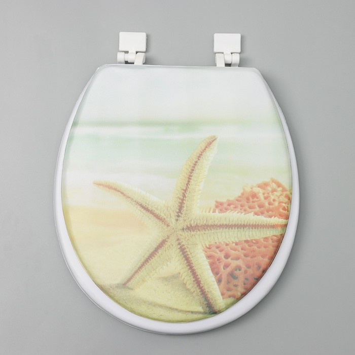 Сиденье для унитаза с крышкой Доляна «Пляж со звездой», 40×37 см, мягкое Сиденье для унитаза с крышкой Доляна «Пляж со звездой», 40×37 см, мягкое