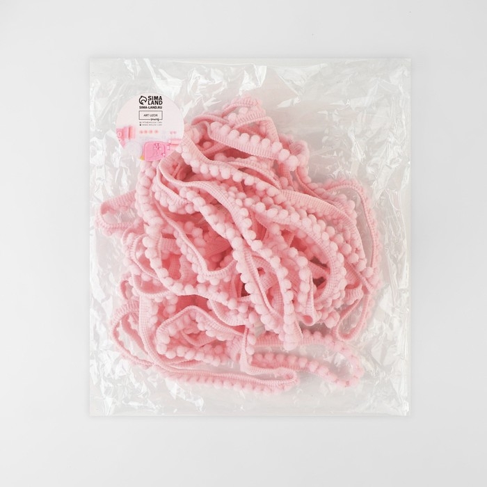 Тесьма декоративная с помпонами, 12 ± 2 мм, 9,1 ± 0,5 м, цвет розовый Тесьма декоративная с помпонами, 12 ± 2 мм, 9,1 ± 0,5 м, цвет розовый