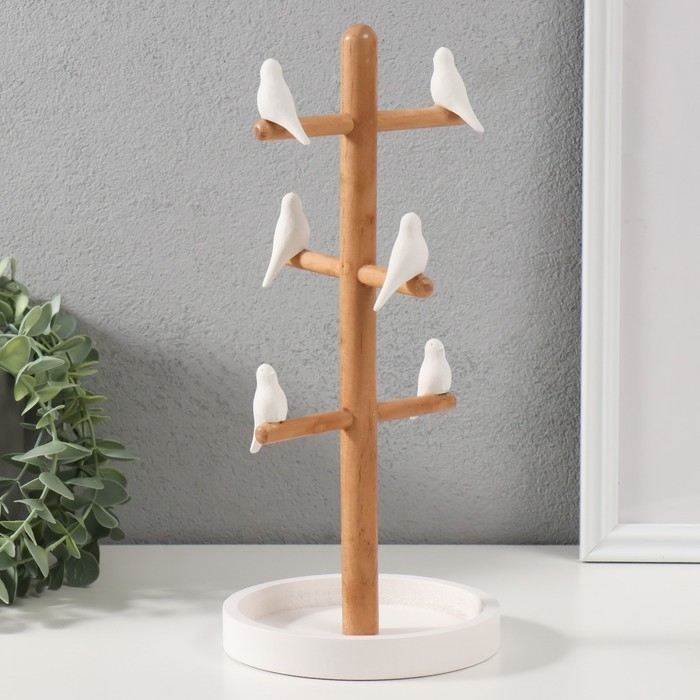 Сувенир дерево подставка для украшений Сувенир дерево подставка для украшений "Птички на дереве" белый 13х13х29,5 см