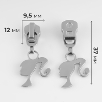 Бегунок автоматический для металлической молнии, №5, декоративный «Кукла», 10 шт, цвет никель