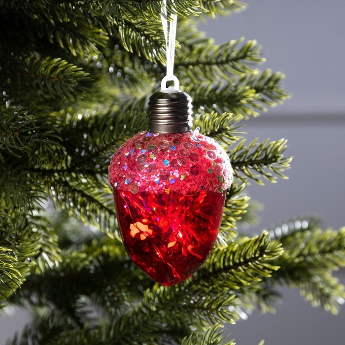 Ёлочный шар «Жёлудь красный», батарейки, 4 LED, свечение тёплое белое Ёлочный шар «Жёлудь красный», батарейки, 4 LED, свечение тёплое белое