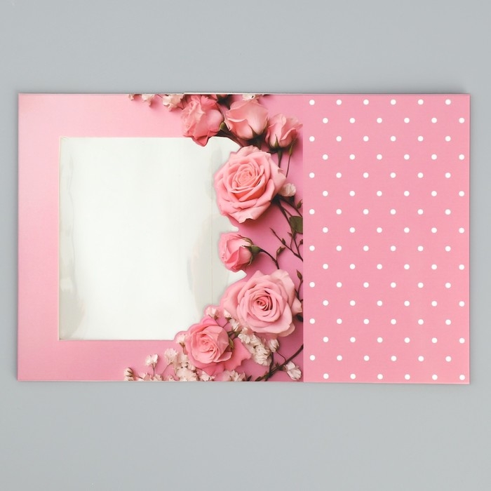 Коробка-фоторамка подарочная складная, упаковка, «Нежные розы», 14 х 14 х 8 см