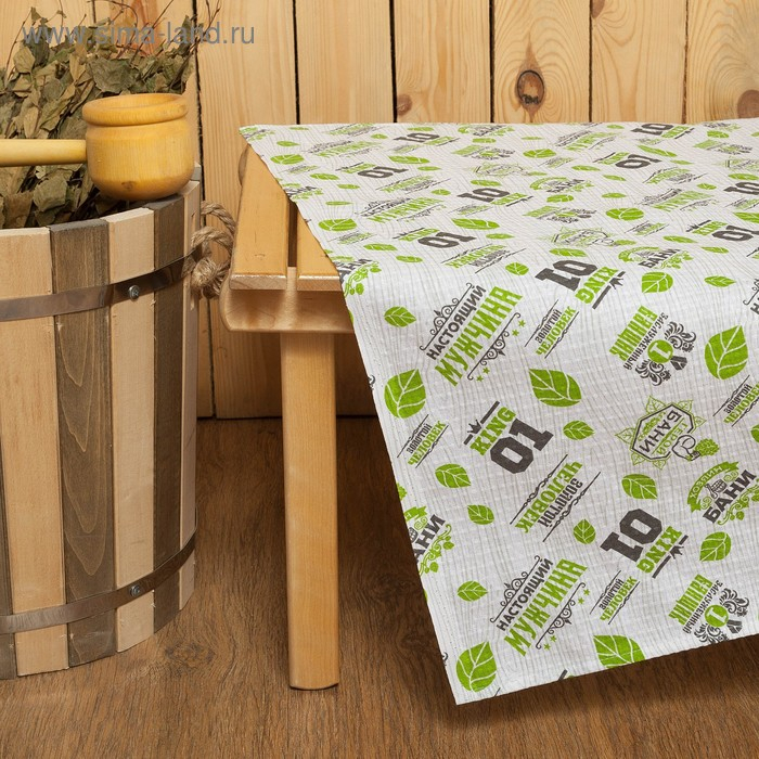 Простыня для бани  Простыня для бани "Герой бани" 150х180 см, 100% хл, вафельное полотно