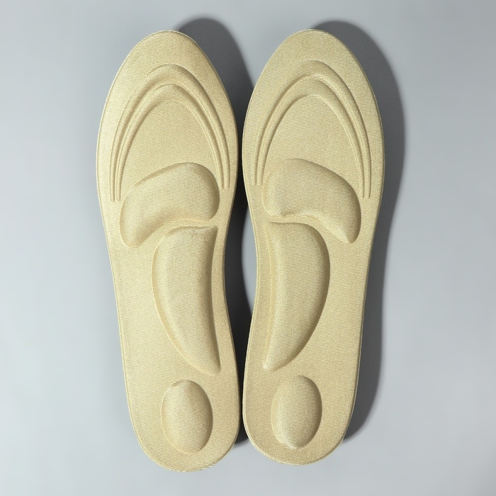 Стельки для обуви, универсальные, амортизирующие, р-р RU до 39 (р-р Пр-ля до 40), 25,5 см, пара, цвет бежевый Стельки для обуви, универсальные, амортизирующие, р-р RU до 39 (р-р Пр-ля до 40), 25,5 см, пара, цвет бежевый