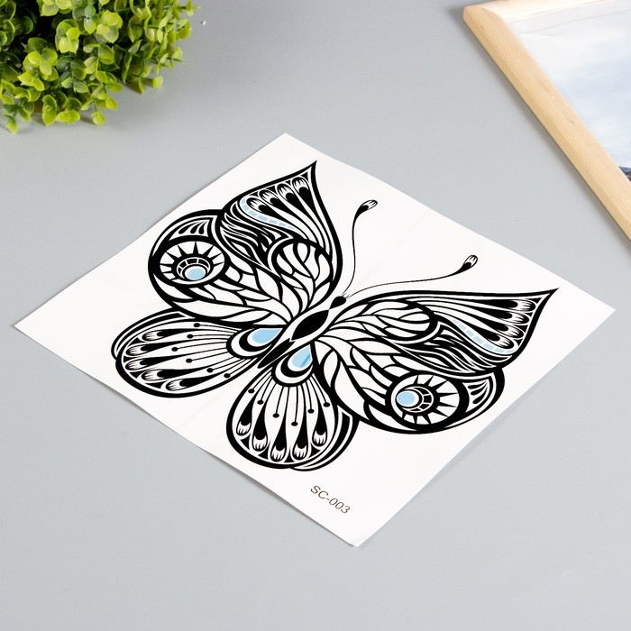 Татуировка на тело черная Татуировка на тело черная "Бабочка" 38х24 см