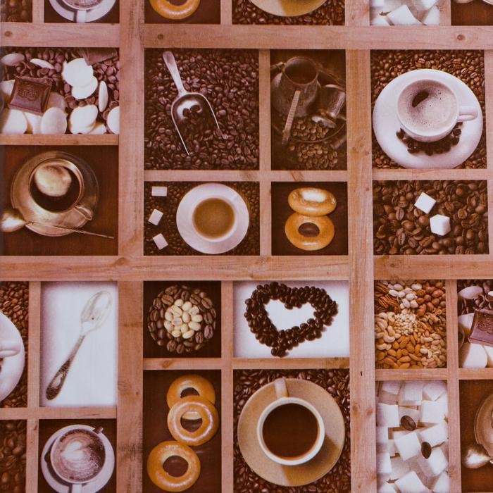 Клеёнка столовая на нетканой основе «Кофе», ширина 125 см, рулон 25 м