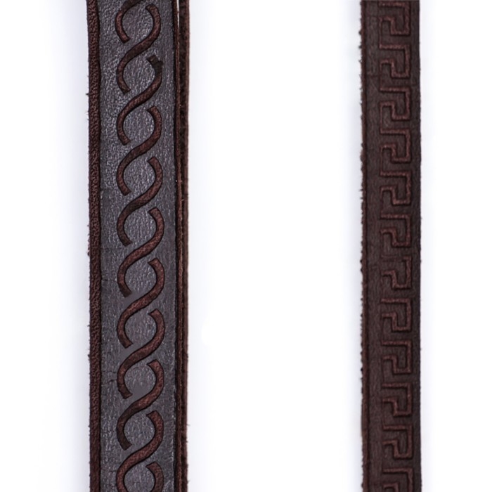 Поводок кожаный тисненый однослойный, 1.4 м х 0,8 см, коричневый Поводок кожаный тисненый однослойный, 1.4 м х 0,8 см, коричневый