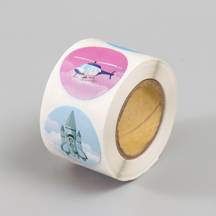 Наклейка бумага Наклейка бумага "Авиация" d=2,5 см 252 шт в рулоне