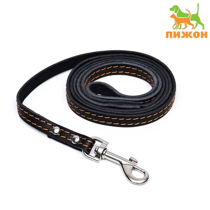 Поводок кожаный однослойный, простроченный, 1.41 м х 1.2 см, черный Поводок кожаный однослойный, простроченный, 1.41 м х 1.2 см, черный