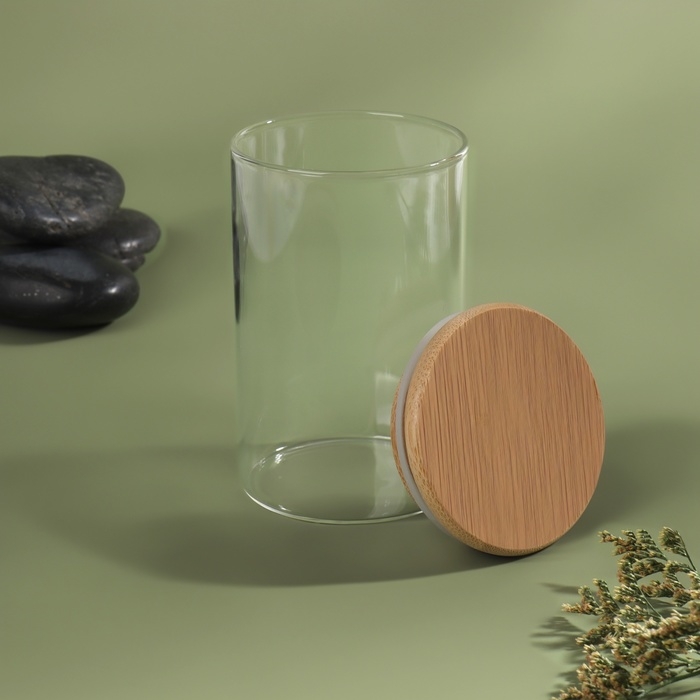 Органайзер для хранения ватных палочек «BAMBOO», с крышкой, d 6,5 × 10 см, в картонной коробке, цвет прозрачный/коричневый Органайзер для хранения ватных палочек «BAMBOO», с крышкой, d 6,5 × 10 см, в картонной коробке, цвет прозрачный/коричневый