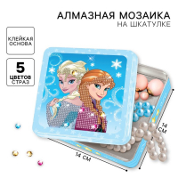 Алмазная мозаика на шкатулке, 14х14 см, Холодное сердце