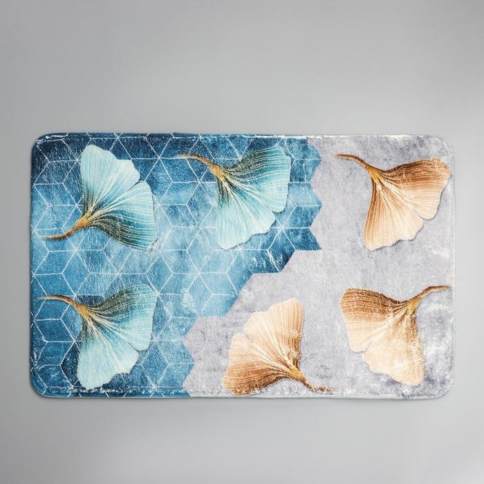 Коврик для ванной Доляна «Листья», 50×80 см, микрофибра Коврик для ванной Доляна «Листья», 50×80 см, микрофибра