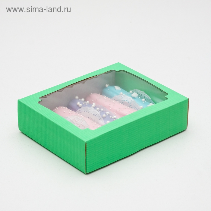 Коробка сборная, крышка-дно, с окном, мятная, 18 х 15 х 5 см Коробка сборная, крышка-дно, с окном, мятная, 18 х 15 х 5 см