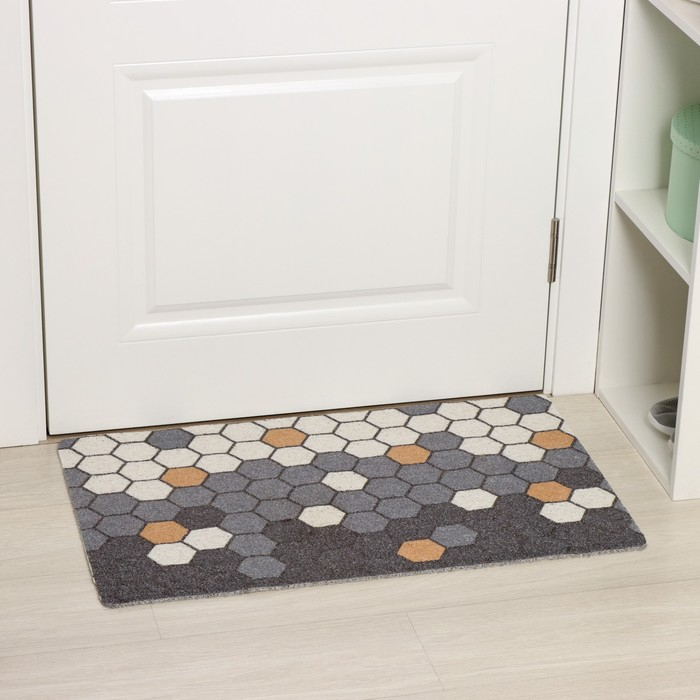 Коврик придверный грязезащитный Доляна «Гамма», вырезной, 50×80 см, цвет серый Коврик придверный грязезащитный Доляна «Гамма», вырезной, 50×80 см, цвет серый