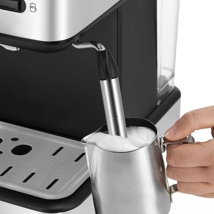 Кофеварка Kitfort КТ-7233, рожковая, 950 Вт, 1.5 л, капучинатор, чёрно-серебристая Кофеварка Kitfort КТ-7233, рожковая, 950 Вт, 1.5 л, капучинатор, чёрно-серебристая