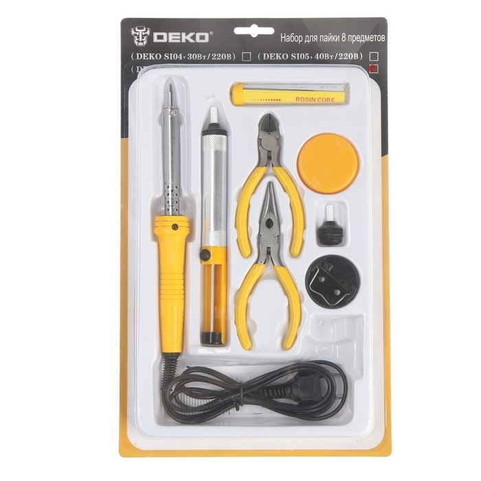 Набор для пайки DEKO SI07, 60 Вт, 220 В, 8 предметов Набор для пайки DEKO SI07, 60 Вт, 220 В, 8 предметов