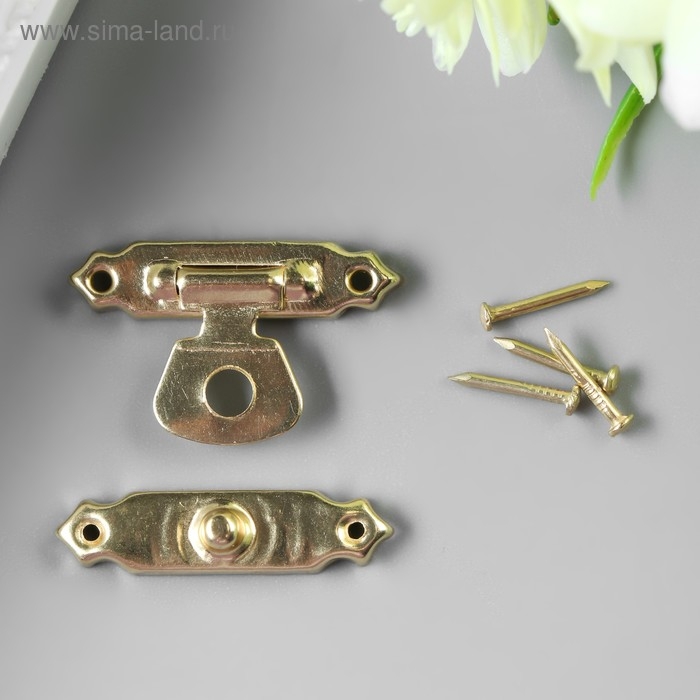 Замок металл для шкатулки золото + гвозд. набор 10 шт 1,6х2,7 см Замок металл для шкатулки золото + гвозд. набор 10 шт 1,6х2,7 см