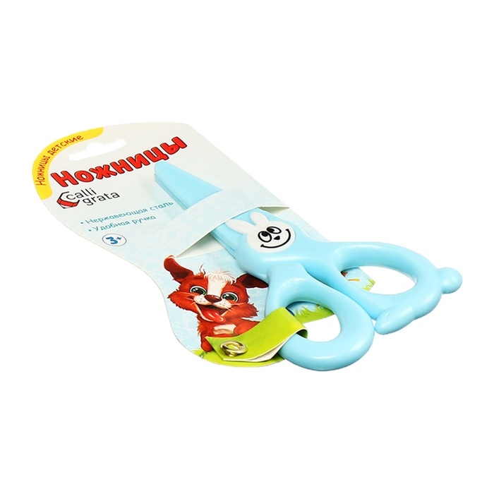 Ножницы 11,8см пластиковые ручки, закругленные концы лезвий, Зайчик синий CALLIGRATA Ножницы 11,8см пластиковые ручки, закругленные концы лезвий, Зайчик синий CALLIGRATA