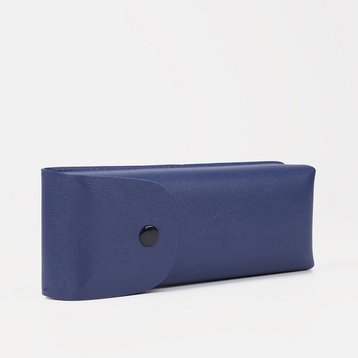 Футляр для очков на кнопке, длина 16 см, цвет синий Футляр для очков на кнопке, длина 16 см, цвет синий