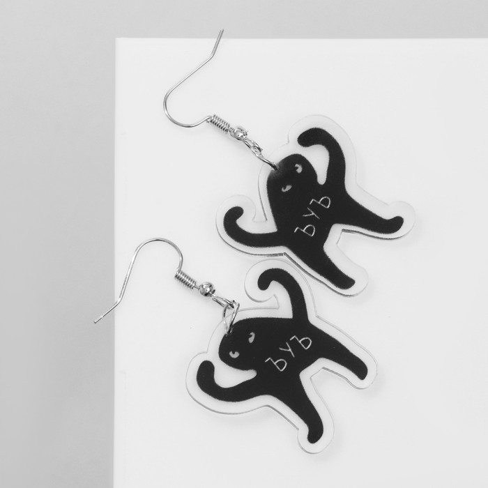 Серьги акрил «ЪУЪ», цвет чёрный Серьги акрил «ЪУЪ», цвет чёрный