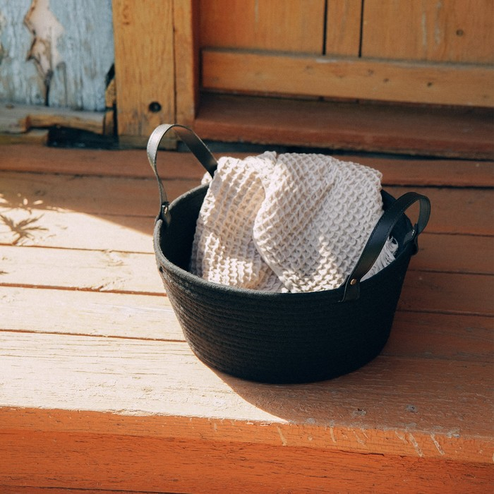 Корзина для хранения SL Home «Луиза», плетёная ручной работы, 33×33×16 см, цвет чёрный