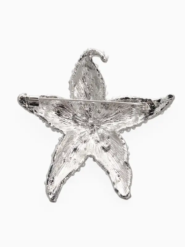 Брошь "Морская звезда", цвет белый в серебре