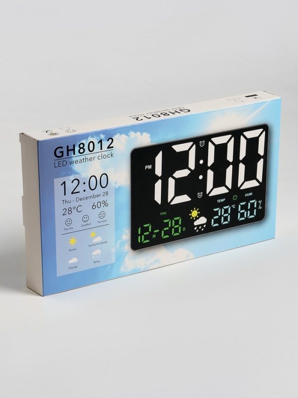 Часы настенные электронные, будильник, календарь, термометр, гигрометр, 15.8 х 3 х 24.8 см   1074710 Часы настенные электронные, будильник, календарь, термометр, гигрометр, 15.8 х 3 х 24.8 см   1074710