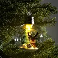 Ёлочный шар &laquo;Оленёнок&raquo;, d=8 см, 1 LED, от батареек, свечение тёплое белое