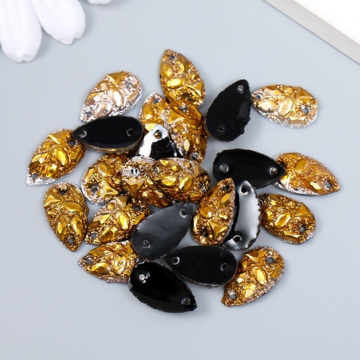 Декор для творчества пластик пришивной Декор для творчества пластик пришивной "Капля. Золотая поталь" набор 24 шт 1,6х0,9 см