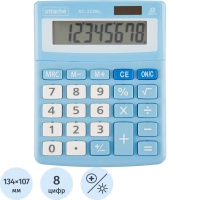 Калькулятор настольный КОМП Attache, AС-223BL,8р,дв. пит, голуб,134x107x34