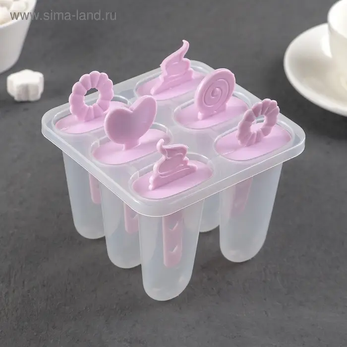 Форма для мороженого «Фигурки», 12,5×11×9 см, 6 ячеек, цвет прозрачный Форма для мороженого «Фигурки», 12,5×11×9 см, 6 ячеек, цвет прозрачный
