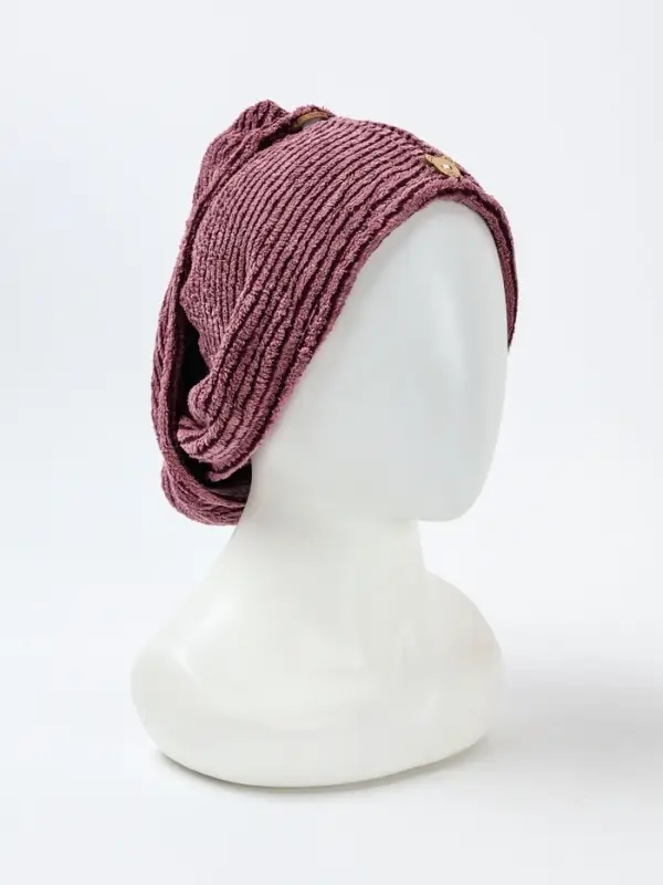 Чалма для сушки волос Доляна, микрофибра, с пуговкой, бордовая