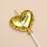 Свечи для торта, 3 шт. &laquo;Воздушный шарик. Сердце&raquo;, золотые