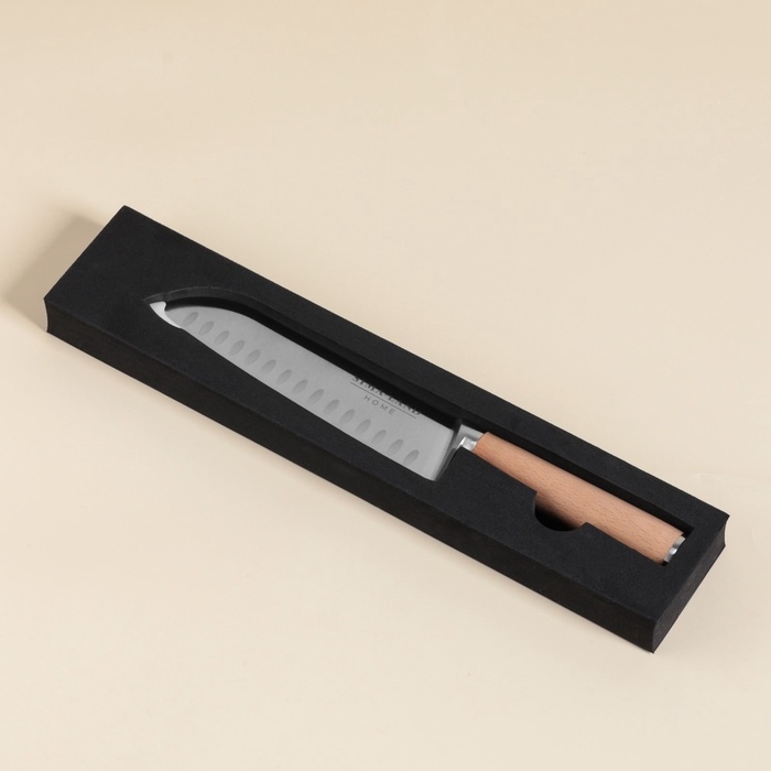 Нож кухонный сантоку SL Home «Калабрия», нержавеющая сталь, 18 см, бежевый Нож кухонный сантоку SL Home «Калабрия», нержавеющая сталь, 18 см, бежевый