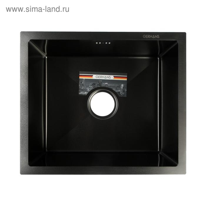 Мойка кухонная GERHANS K35043B, врезная, 500х430х220 мм, с сифоном, цвет графит Мойка кухонная GERHANS K35043B, врезная, 500х430х220 мм, с сифоном, цвет графит