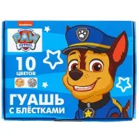 Гуашь 10 цветов + 2 цвета с блёстками по 20 мл  Paw Patrol