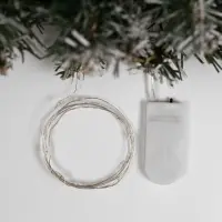 Гирлянда &laquo;Нить&raquo; 1 м роса, IP20, серебристая нить, 10 LED, батарейки CR2032&times;2 (в комплекте), свечение синее