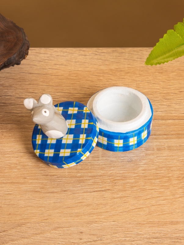 Сувенирная шкатулка «Мышка», 5×5×7 см, дерево, синяя