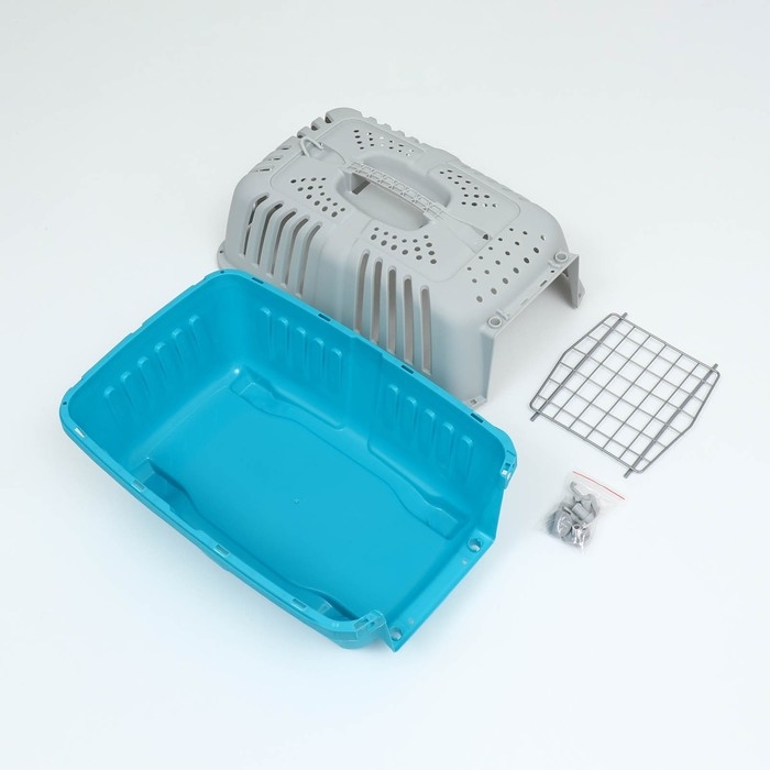 Переноска для животных пластиковая 47 х 30 х 35 см, вес до 9 кг, синяя Переноска для животных пластиковая 47 х 30 х 35 см, вес до 9 кг, синяя