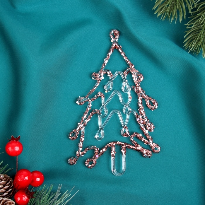 Украшение ёлочное Украшение ёлочное "Ёлочка сияние блеск" 14х8 см, прозрачно-розовый