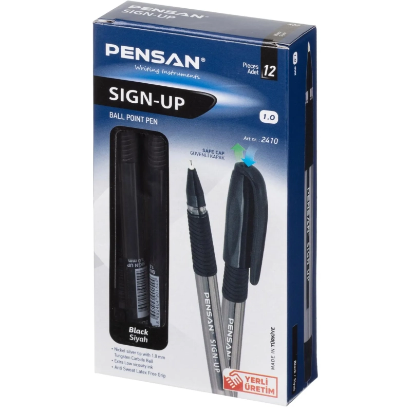 Ручка шариковая неавтомат. PENSAN SIGN-UP черн,1,0,масл,манж,2410/12