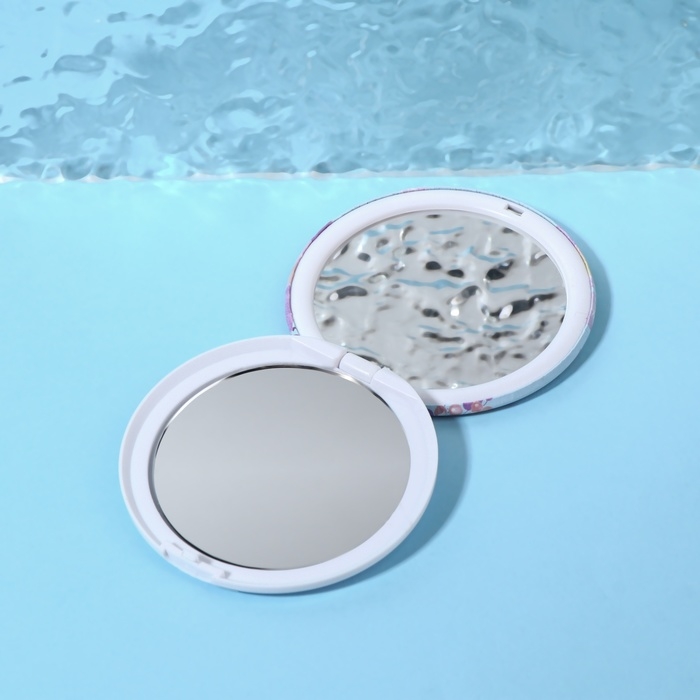 Зеркало складное «Цветы», d = 7,5 см, цвет фиолетовый Зеркало складное «Цветы», d = 7,5 см, цвет фиолетовый