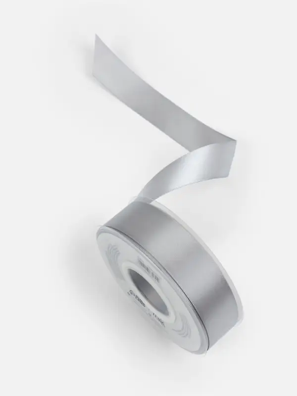 Лента атласная TEIRA, двухсторонняя, 25 мм, 25&plusmn;1 м, цвет серебряный №837