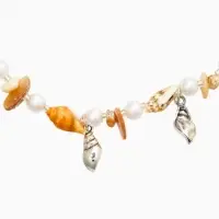 Чокер "Морской мир" из ракушек, цвет белый в серебре